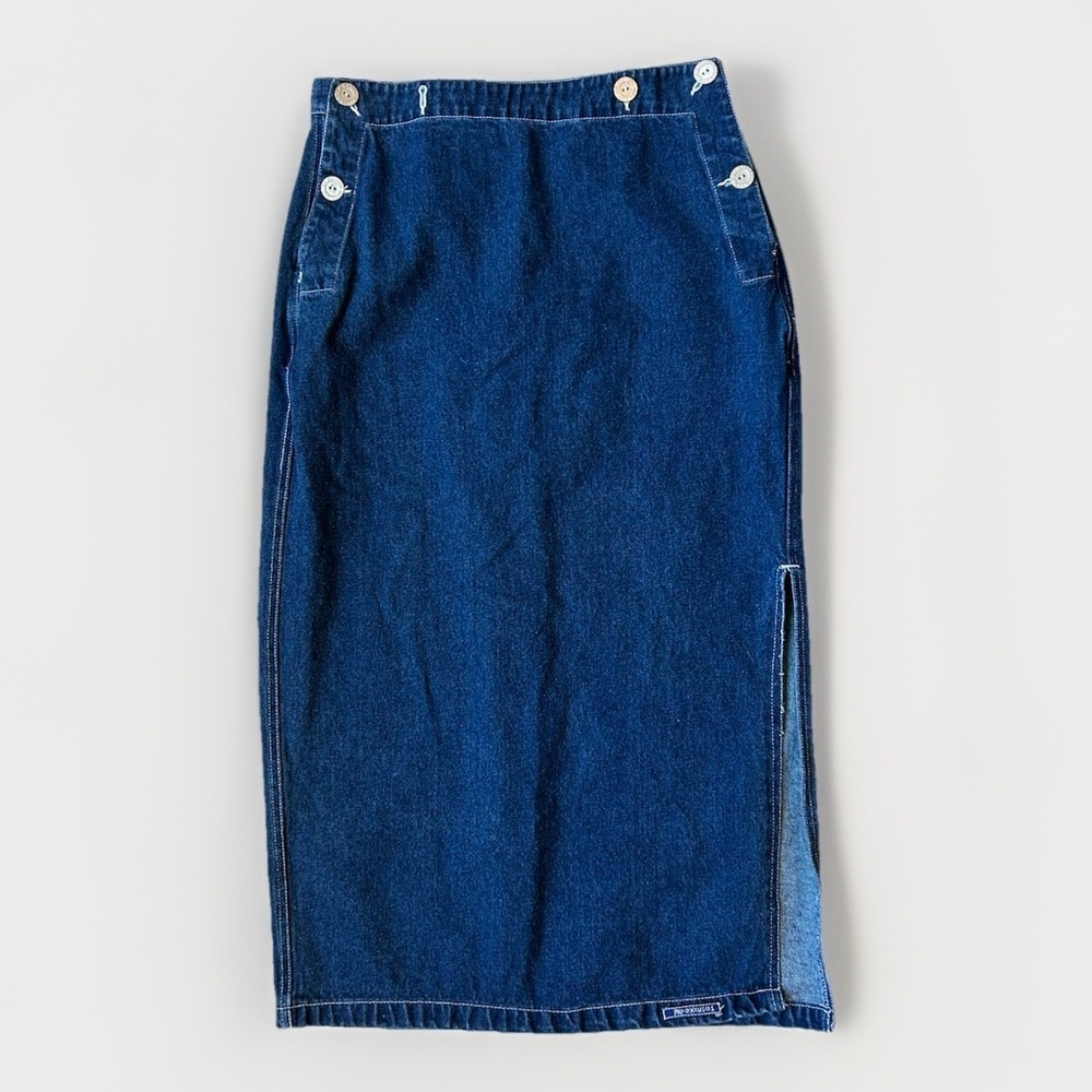 Vintage 90s Y2K No Excuses Denim Midi Maxi Skirt 15 16 Fairy Grunge Side Slit